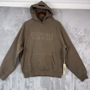 Essentials Fear Of God Hoodie 'Wood' Color Size Small Half-size Oversized NWT
